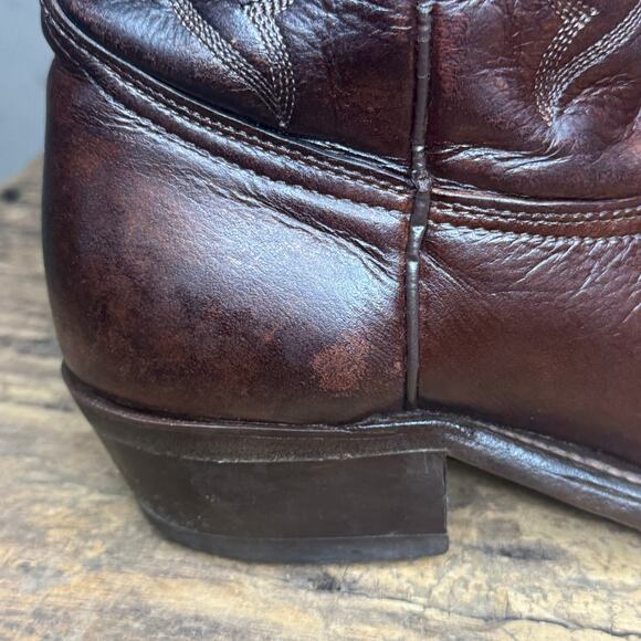 Vintage Wrangler USA Brown Leather Cowboy Western Boots Men\'s 9D main image 14